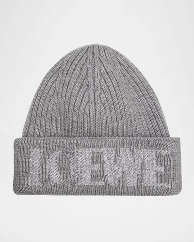 Loewe Blurred Logo Wool Beanie In Gray