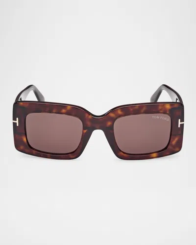 Tom Ford Brigitta Rectangle Acetate Sunglasses In Brown