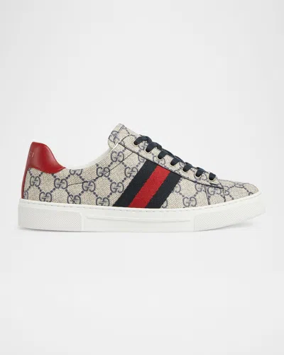 Gucci Ace Monogram Canvas Low-top Sneakers In Multi