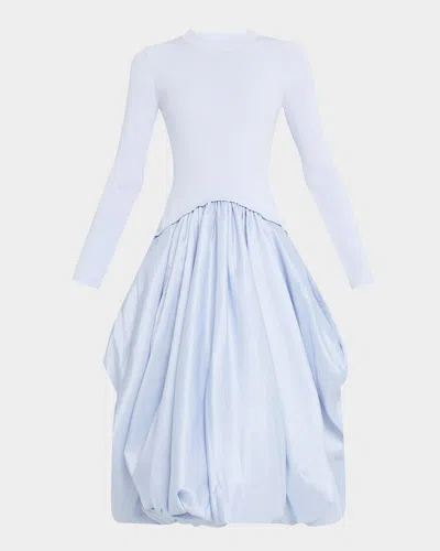 Simkhai Kenlie Mixed Media Bubble Midi Dress In White