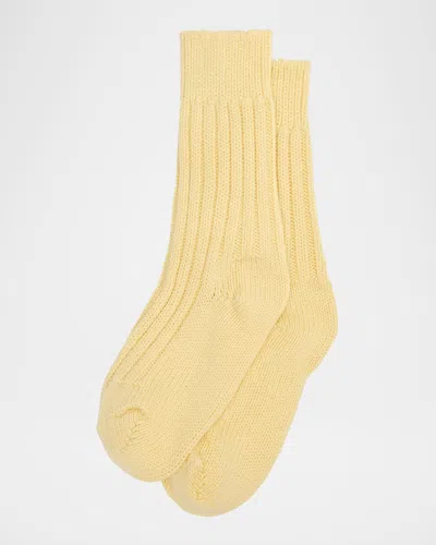 The Elder Statesman Yosemite Ribbed Cashmere Socks In Green