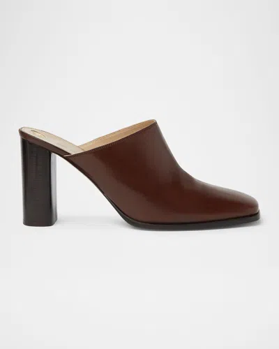 Loro Piana Alba Leather Square-toe Mules In Burgundy