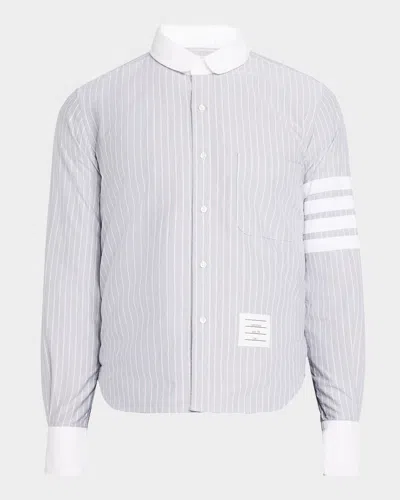 Thom Browne Men's 4-bar Striped Sport Shirt In Gray