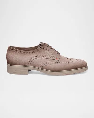 Santoni Easy Wingtip Brogue Derby In Brown