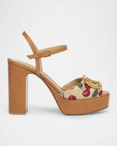 Valentino Vlogo Cherry Ankle-strap Platform Sandals In Multi