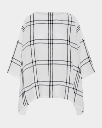 Eskandar Linen Check Tunic Top In Multi