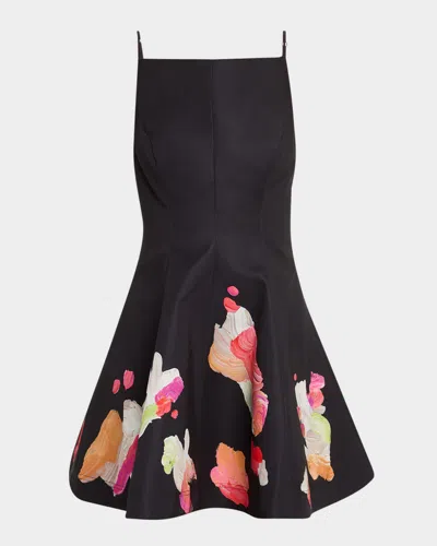 Acler Samstone Abstract Print Flared Mini Dress In Black