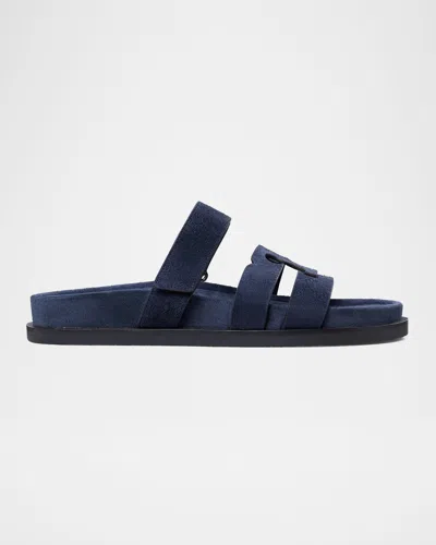 Tory Burch Ines Suede Triple-band Sport Mule Sandals In Blue