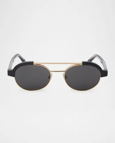 Palm Angels Artesia Round Acetate Sunglasses In Gray