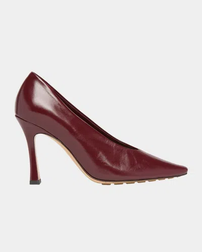 Bottega Veneta Leather Stiletto Sporty Pumps In Burgundy