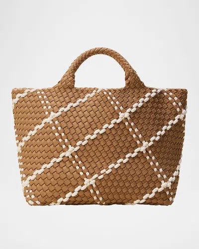 Naghedi St. Barths Medium Striped Woven Tote Bag In Brown