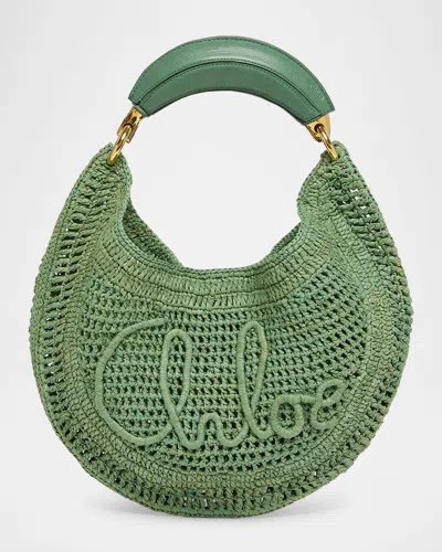 Chloé Summer Banana Top-handle Bag In Crochet Fabric