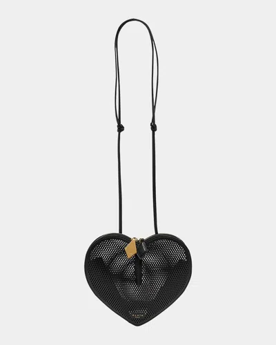 Alaïa Le Coeur Crossbody Bag In Fishnet Leather In Black