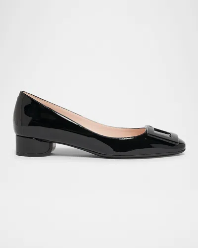 Roger Vivier Roundy Patent Buckle Ballerina Pumps In Black