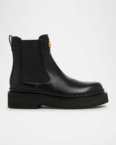 Valentino Vlogo Signature Leather Beatle Chelsea Boots In Black