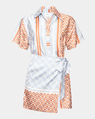 Misa Kezia Wrap Mini Shirtdress In Multi