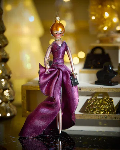 De Carlini Fashionista In Plum Gown Christmas Ornament In Multi