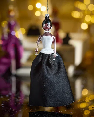 De Carlini Fashionista In Black & White Gown Christmas Ornament In Multi