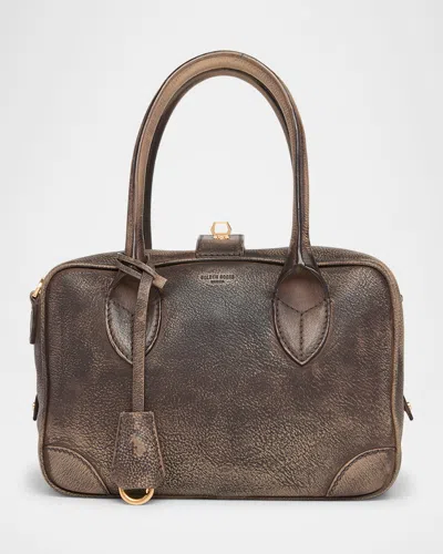 Golden Goose Vita Faded Leather Shoulder Bag In Brown