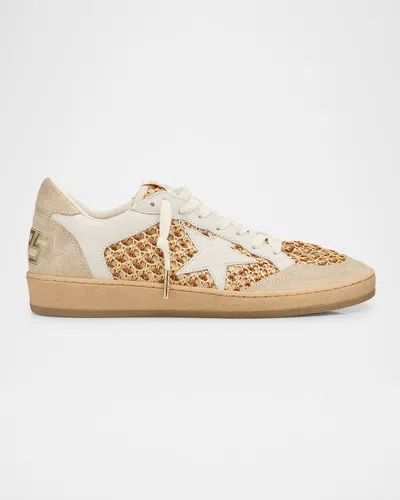 Golden Goose Ball Star Raffia Net Leather Low-top Sneakers