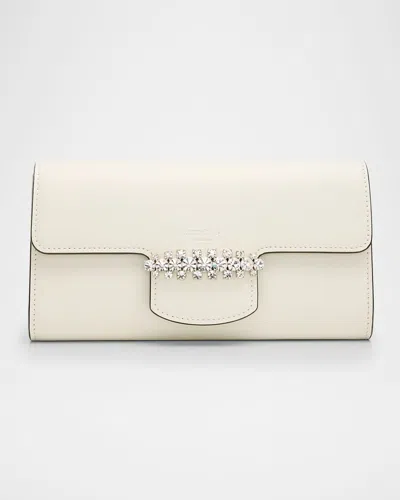 Jimmy Choo Bing Crystal-embellished Wallet With Chain In Neutral