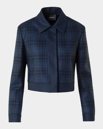 Akris Lewitt Check Wool Double-face Crop Jacket