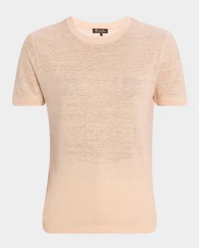 Loro Piana Gargano Linen Short-sleeve T-shirt In Pink