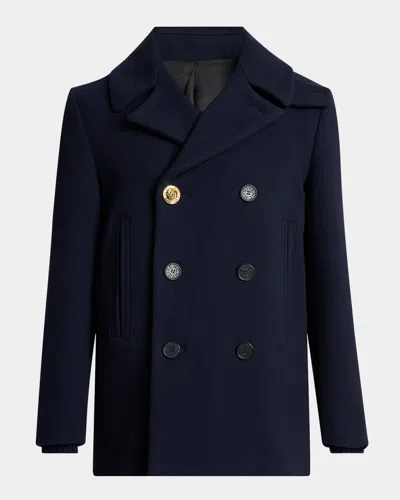 Givenchy Men's Double-face Wool Peacoat In Blue