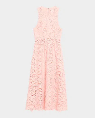 Alice And Olivia Babette Lace Midi Dress In Pink