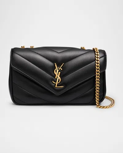 Saint Laurent Loulou Small Ysl Shoulder Bag In Quilted Leather In Black