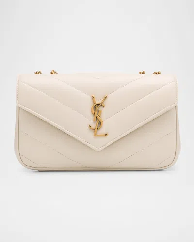 Saint Laurent Loulou Small Ysl Shoulder Bag In Quilted Leather In Sand
