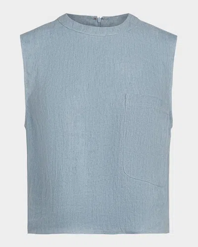 Twp Cropped Hemp Muscle Tank In Blue