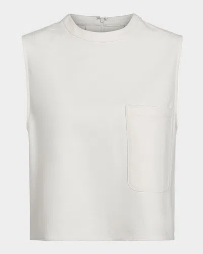 Twp Cropped Leather Muscle Tank In White