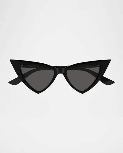 Alexander Mcqueen Am0518s Cat-eye Recycled Acetate Sunglasses In Black