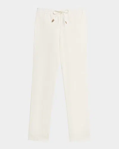 Canali Men's Cotton-stretch Straight Fit Drawstring Pants In White