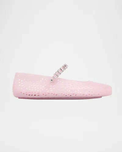Jimmy Choo The Jelly Glitter Crystal-strap Ballerina Flats In Pink