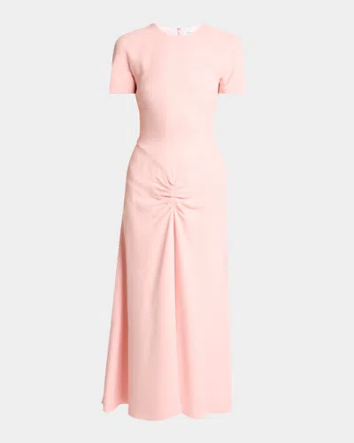 Victoria Beckham Gathered T-shirt Midi Dress In Pink