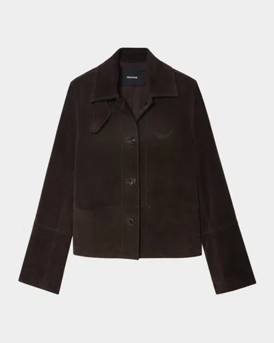 Zadig & Voltaire Lessa Suede Jacket In Brown