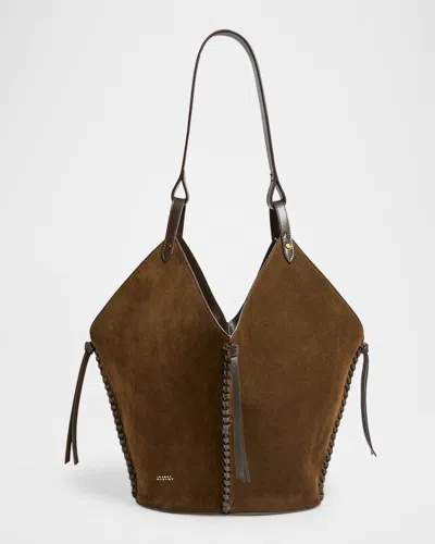 Isabel Marant Tampa Woven Suede Tote Bag In Brown