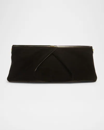 Dries Van Noten Velvety Viscose Clutch Bag In Brown