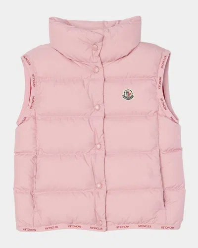 Moncler Girl's Badia Quilted Vest In Pink