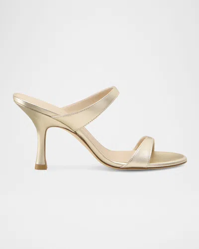 Stuart Weitzman Nudist Metallic Dual-band Slide Sandals In Gold