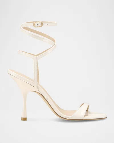 Stuart Weitzman Nudist Patent Ankle-strap Sandals In White