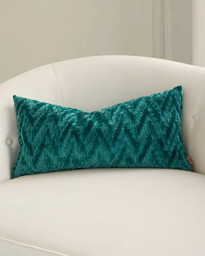 Missoni Fossile Embossed Chevron Cushion, 12" X 24" In Blue