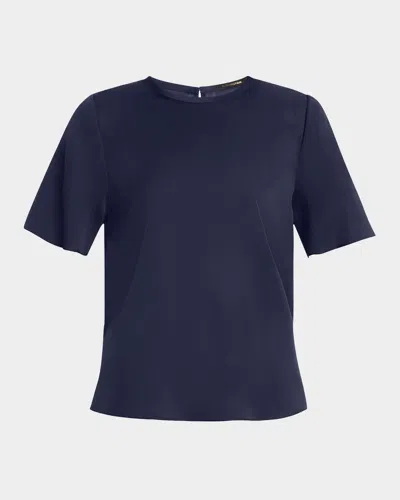 Kobi Halperin Maryl Crewneck Silk Blouse In Blue