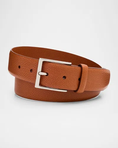 Simonnot Godard Men's Galuchat Grained Leather Belt, 35mm In Brown