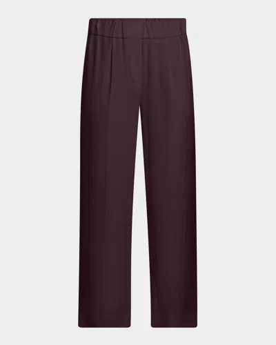 Brunello Cucinelli Silk Crepe Cady Tailored Straight-leg Pull-on Pants In Purple