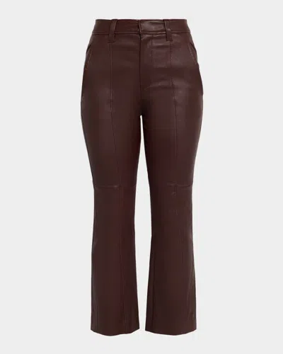 Brunello Cucinelli Kick-flare Leather Pants In Burgundy