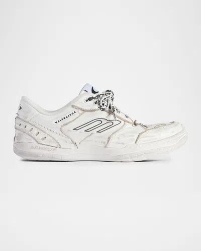 Balenciaga Hamptons Leather Low-top Sneakers In White