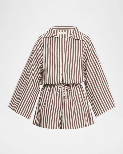 Faithfull The Brand Aksel Striped Playsuit In Neutral
